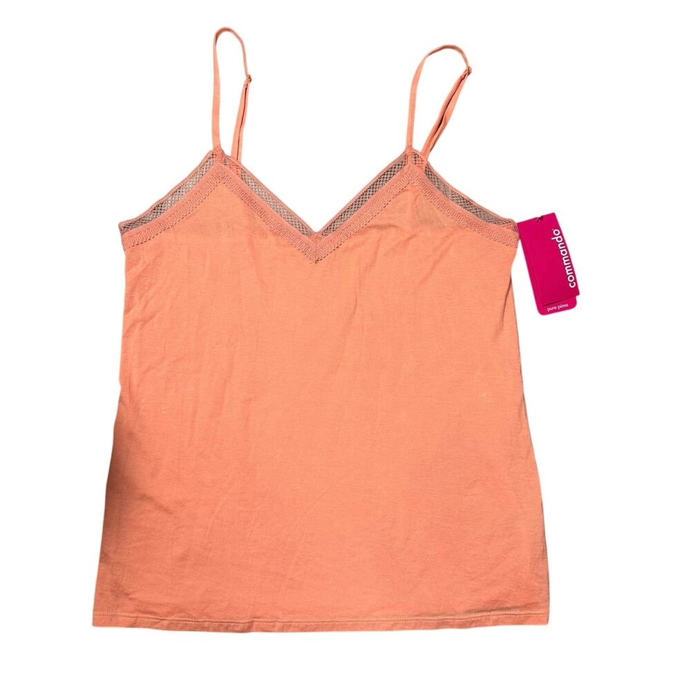 Commando Pure Pima Cami with Lace Coral Orange NEW
